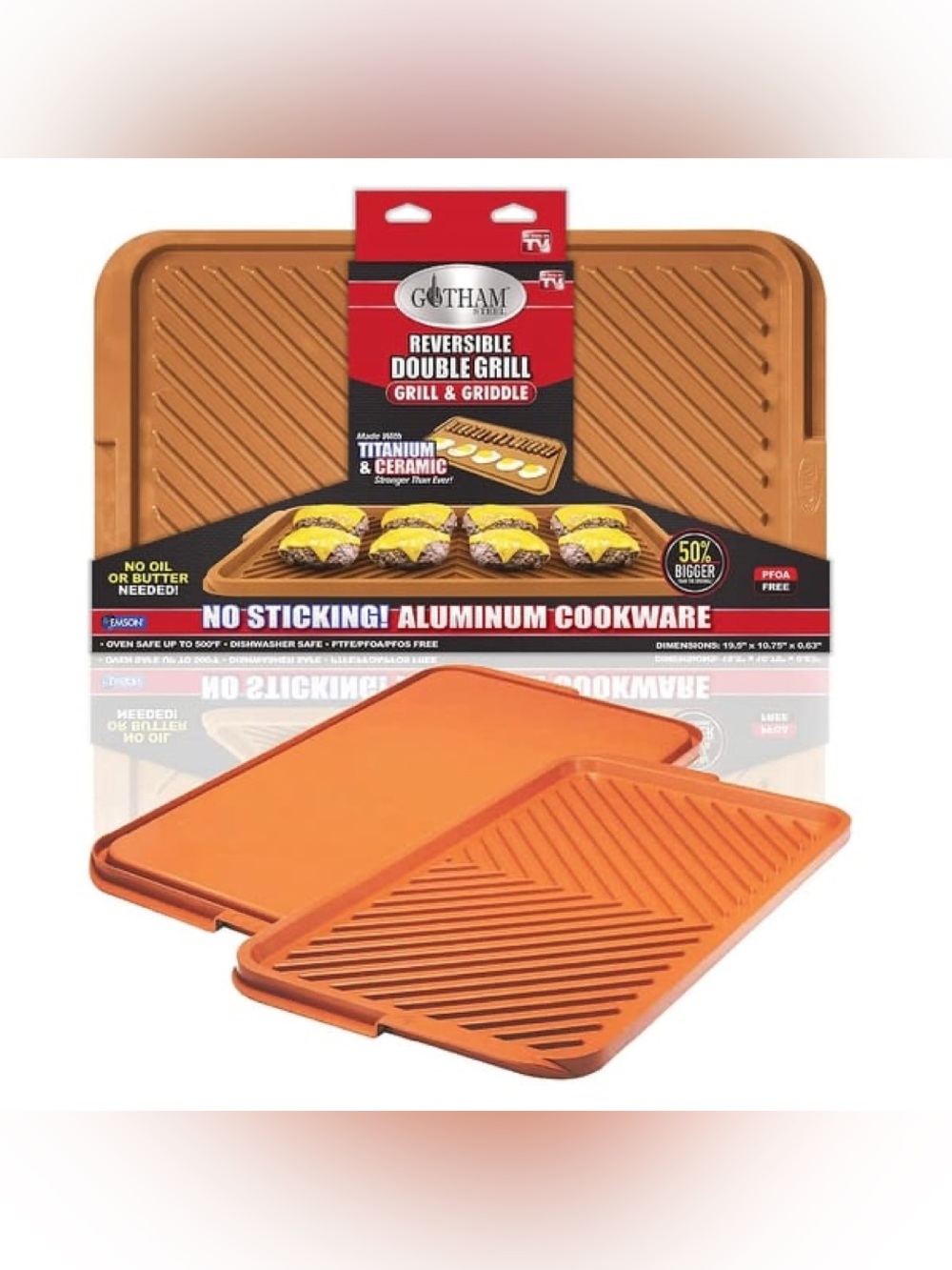 GOTHAM STEEL Reversible Double Grill - Grill & Griddle Nonstick Pan.  Brand new